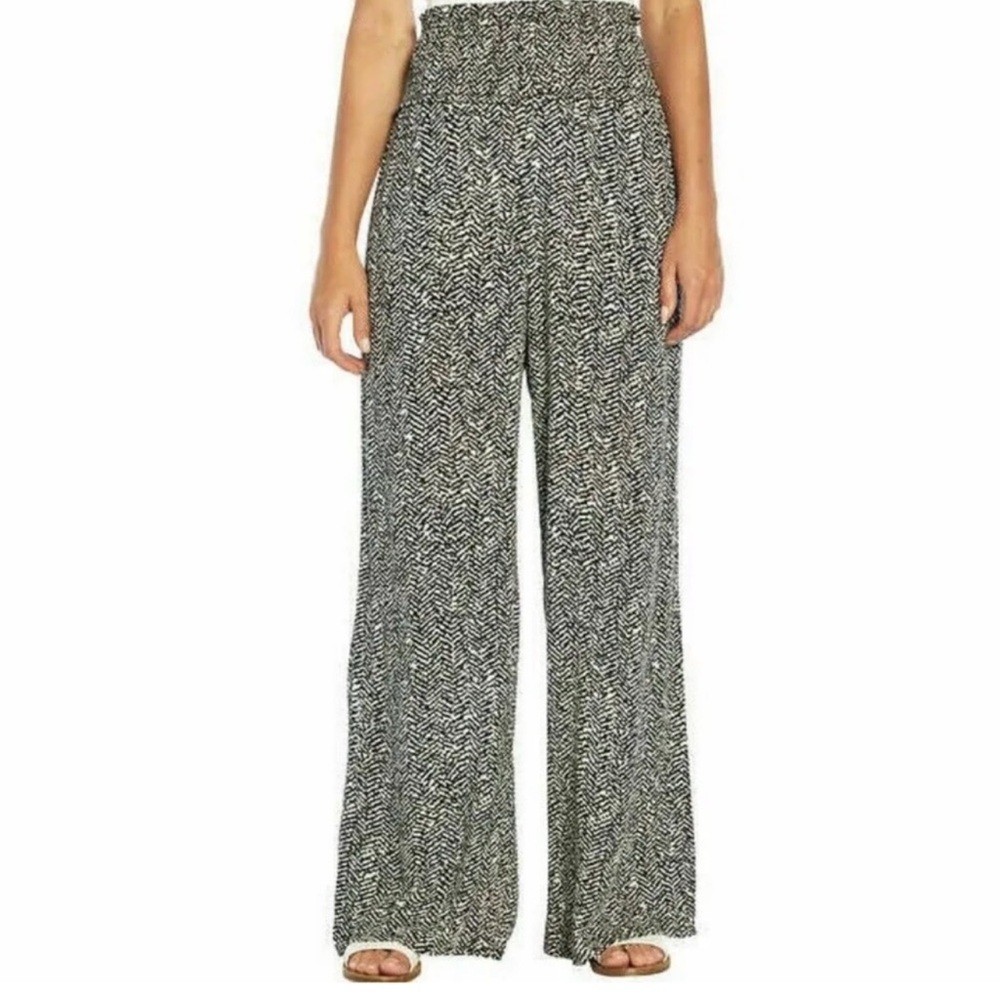 Three Dot Black and White Wide Leg Pants